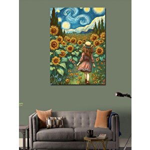 Kanvas Tablo Ayçiçekleri Ve Kız Çocuğu 70x100 cm