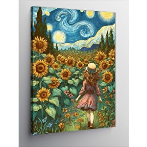 Kanvas Tablo Ayçiçekleri Ve Kız Çocuğu 50x70 cm
