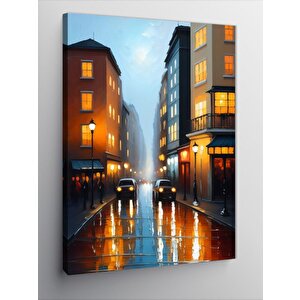 Kanvas Tablo Yağmur Altında Şehir Sokakları 100x140 cm