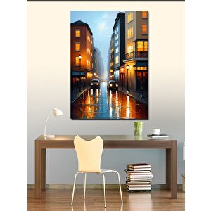 Kanvas Tablo Yağmur Altında Şehir Sokakları 100x140 cm