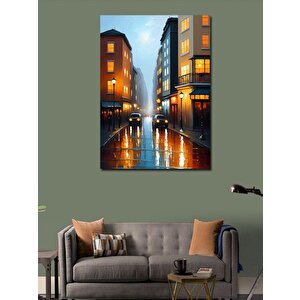 Kanvas Tablo Yağmur Altında Şehir Sokakları 100x140 cm