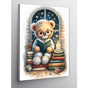 Kanvas Tablo Kitap Okuyan Oyuncak Ayı 50x70 cm