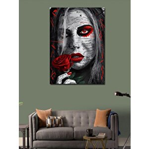 Kanvas Tablo Kırmızı Gül Ve Kadın 50x70 cm