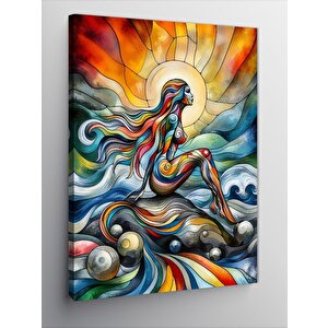 Kanvas Tablo Gün Doğumunda Zenci Melek Çocuk 100x140 cm