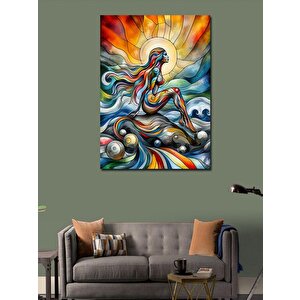Kanvas Tablo Gün Doğumunda Zenci Melek Çocuk 100x140 cm