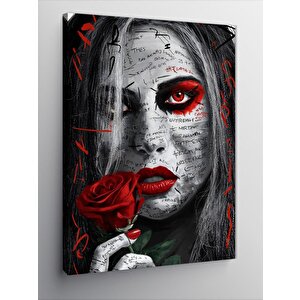 Kanvas Tablo Kırmızı Gül Ve Kadın 100x140 cm
