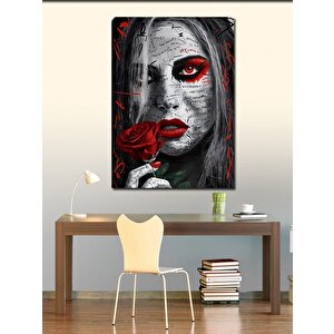 Kanvas Tablo Kırmızı Gül Ve Kadın 100x140 cm