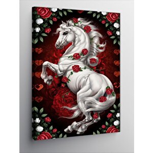 Kanvas Tablo Kırmızı Güllü Unicorn