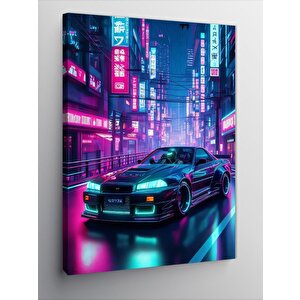 Kanvas Tablo Cyberpunk Stilinde Araba 100x140 cm
