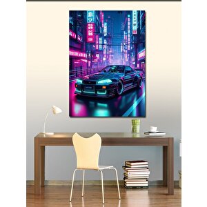 Kanvas Tablo Cyberpunk Stilinde Araba 100x140 cm