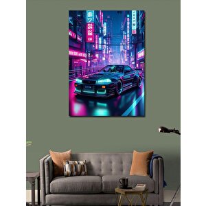 Kanvas Tablo Cyberpunk Stilinde Araba 100x140 cm