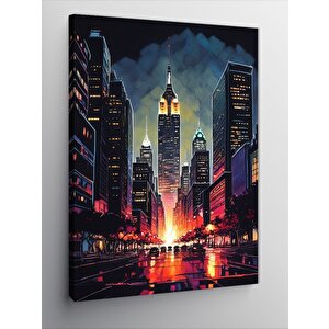 Kanvas Tablo Gece Şehir Manzarası 100x140 cm