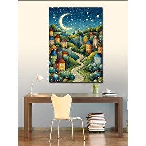 Kanvas Tablo Ay Işığı Altında Köy 100x140 cm