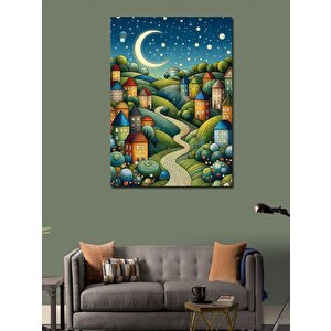 Kanvas Tablo Ay Işığı Altında Köy 100x140 cm