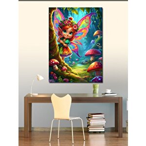 Kanvas Tablo Ormandaki Peri Kız Ve Kırmızı Mantarlar 100x140 cm