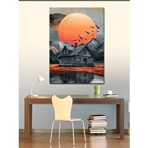 Kanvas Tablo Göl Kenarındaki Ev 100x140 cm