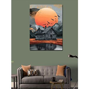 Kanvas Tablo Göl Kenarındaki Ev 100x140 cm