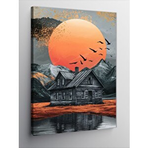 Kanvas Tablo Göl Kenarındaki Ev 70x100 cm