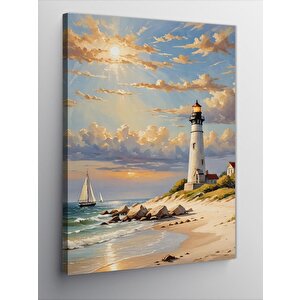 Kanvas Tablo Kumsal Ve Deniz Feneri 100x140 cm