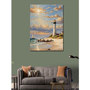 Kanvas Tablo Kumsal Ve Deniz Feneri 100x140 cm