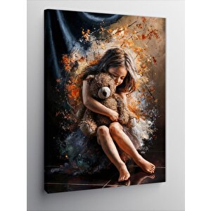 Kanvas Tablo Küçük Kız Ve Peluş Ayıcık 70x100 cm