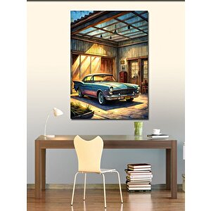 Kanvas Tablo Garajda Klasik Araba 100x140 cm