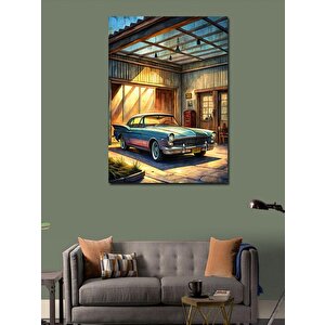 Kanvas Tablo Garajda Klasik Araba 100x140 cm