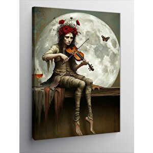 Kanvas Tablo Ay Işığında Keman Çalan Kadın 70x100 cm