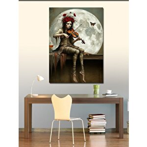 Kanvas Tablo Ay Işığında Keman Çalan Kadın 70x100 cm