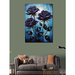 Kanvas Tablo Mavi Güller 100x140 cm