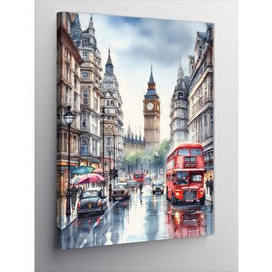 Kanvas Tablo Londra Şehri Ve Kırmızı Otobüs 70x100 cm
