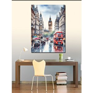 Kanvas Tablo Londra Şehri Ve Kırmızı Otobüs 70x100 cm