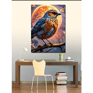 Kanvas Tablo Ay Işığında Daldaki Serçe 100x140 cm