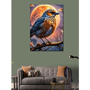 Kanvas Tablo Ay Işığında Daldaki Serçe 100x140 cm