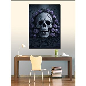 Kanvas Tablo Mor Güller Ve Kafatası 70x100 cm