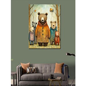 Kanvas Tablo Ormandaki Sevimli Ayılar 100x140 cm