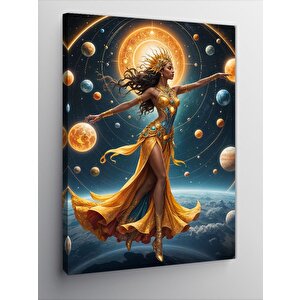 Kanvas Tablo Gezegenler Ve Kadın 100x140 cm