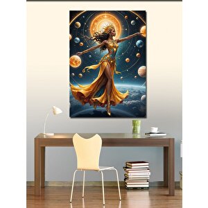Kanvas Tablo Gezegenler Ve Kadın 100x140 cm