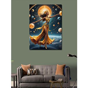 Kanvas Tablo Gezegenler Ve Kadın 100x140 cm