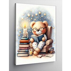 Kanvas Tablo Kitap Okuyan Oyuncak Ayı 50x70 cm