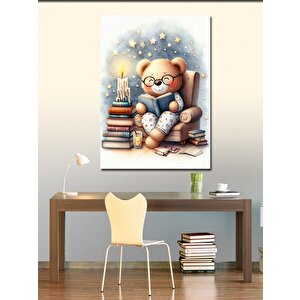 Kanvas Tablo Kitap Okuyan Oyuncak Ayı 100x140 cm