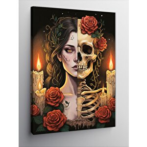 Kanvas Tablo Güllerle Kafatası 70x100 cm