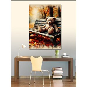 Kanvas Tablo Bankta Oturan Oyuncak Ayı 50x70 cm