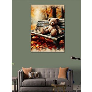 Kanvas Tablo Bankta Oturan Oyuncak Ayı 50x70 cm