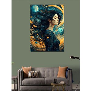 Kanvas Tablo Kadın Ve Gezegenler 100x140 cm