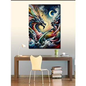 Kanvas Tablo Ejderha Ve Ay 100x140 cm