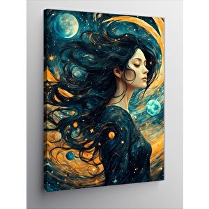 Kanvas Tablo Kadın Ve Gezegenler 50x70 cm
