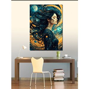 Kanvas Tablo Kadın Ve Gezegenler 50x70 cm