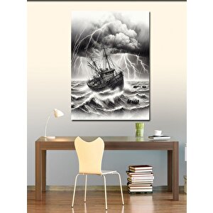 Kanvas Tablo Fırtınalı Deniz Ve Gemi 100x140 cm