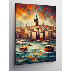 Kanvas Tablo Galata Kulesi Ve Deniz 70x100 cm